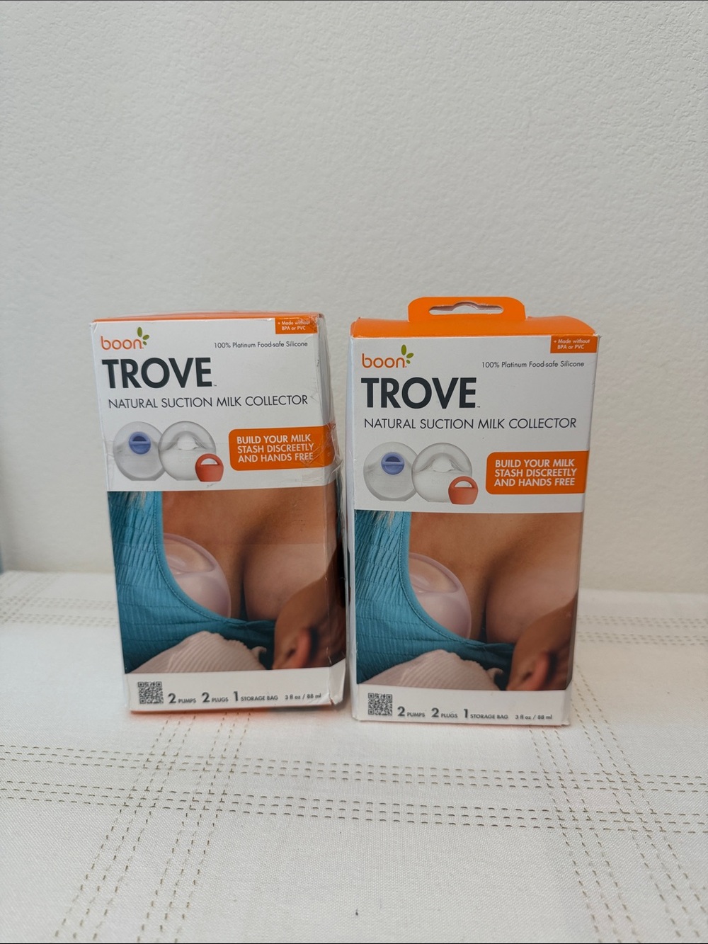 2 Pairs of Boon Trove Natural Suction Milk Collector
